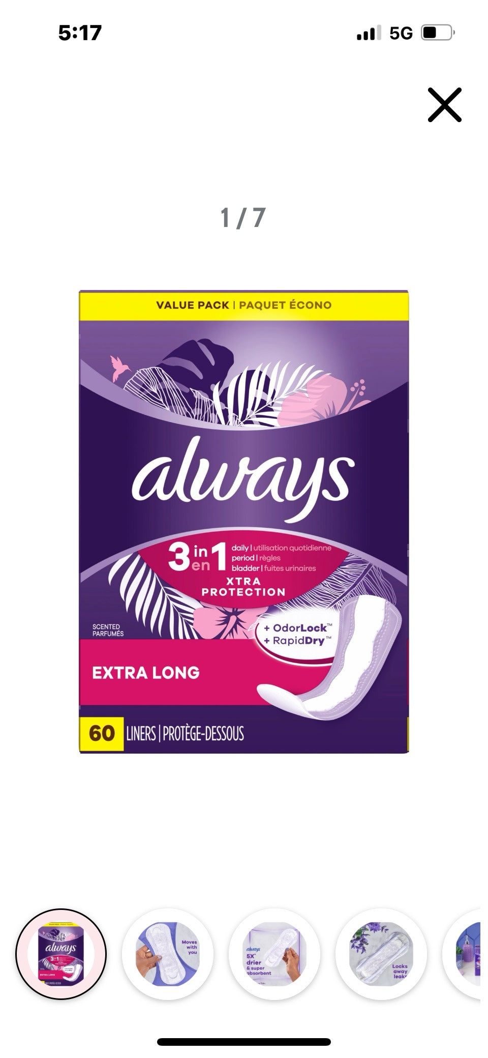 Always Maxi Extra Long 60 ct