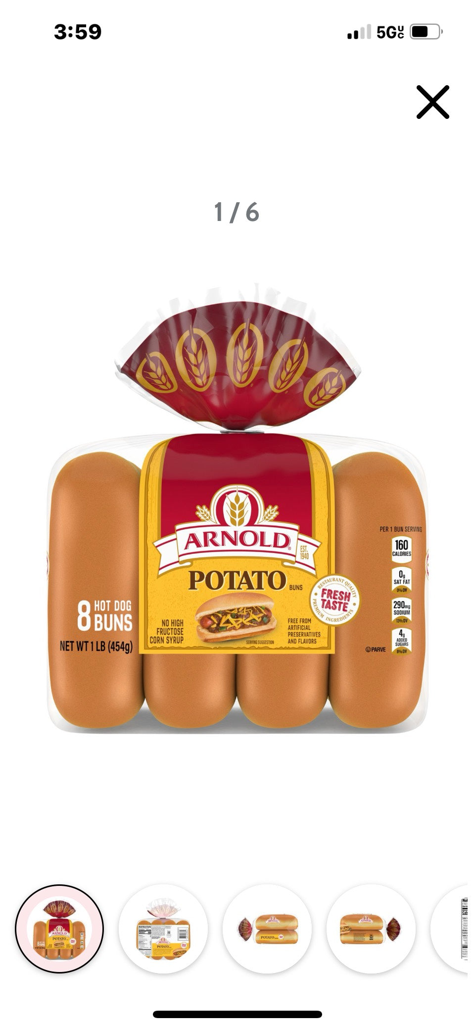 Arnold Potato Bread Hot dog rolls