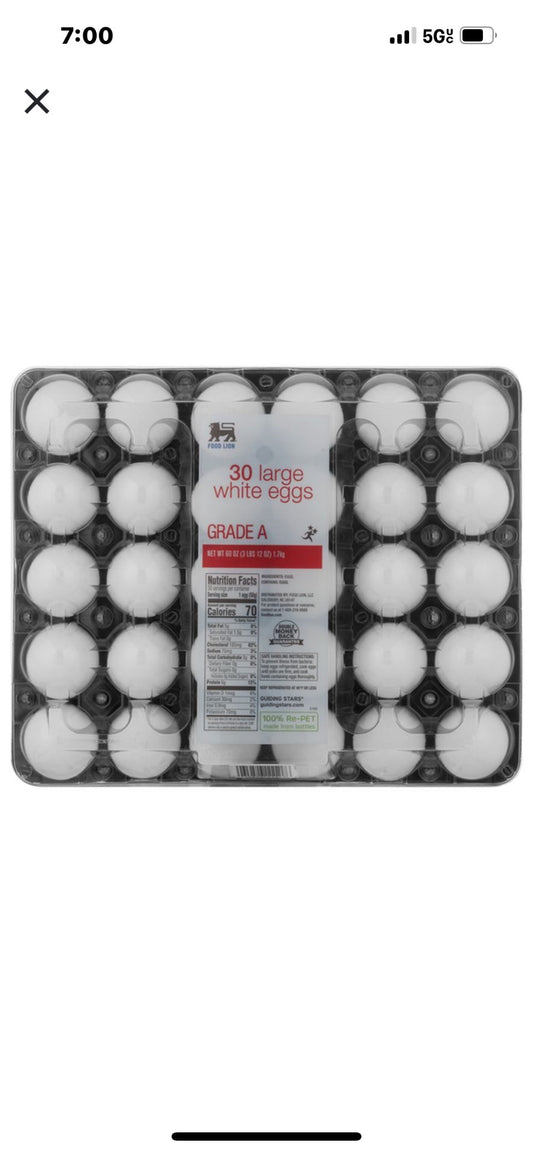 30 Large White Eggs