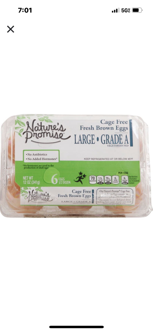 6 Large Brown Eggs